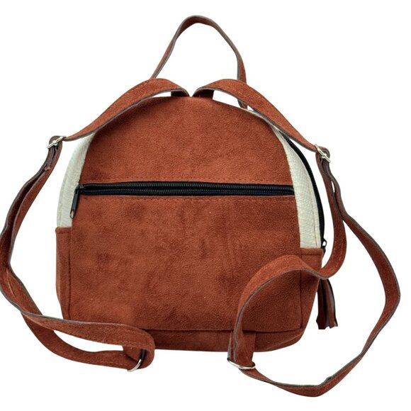 Handmade Guatemala Embroidered Mini Backpack Suede & Woven Fabric Material - Picture 3 of 9